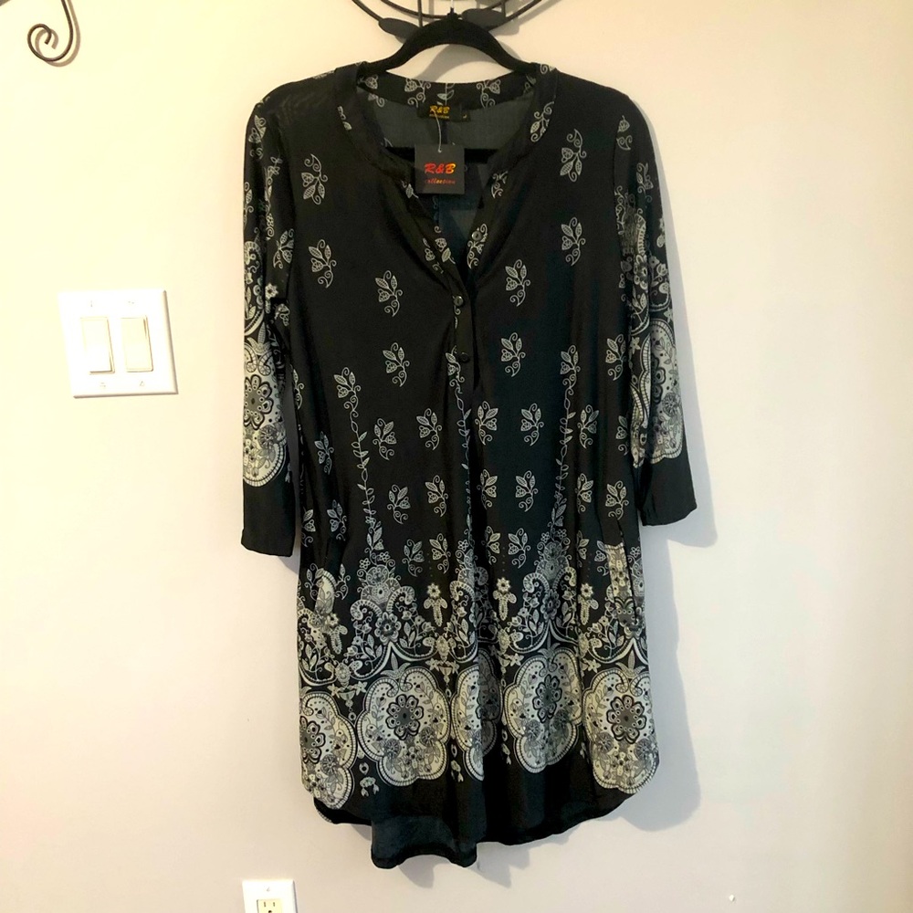 3/4 Sleeve Tunic with Pockets